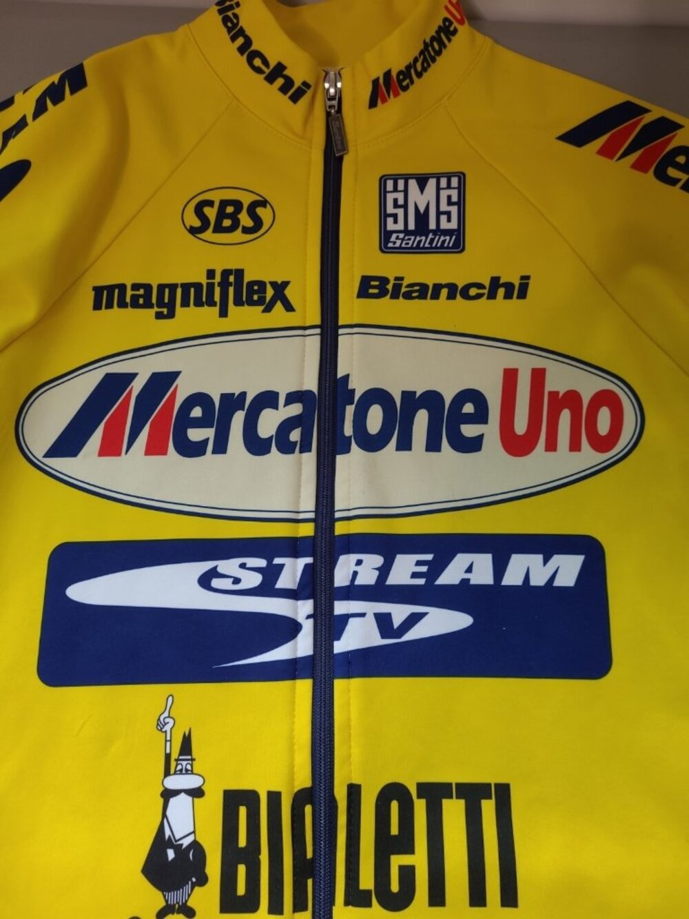 Vintage Santini Bianchi Mercatone Uno Pro Team Cycling Jersey Italy Unisex‎ M